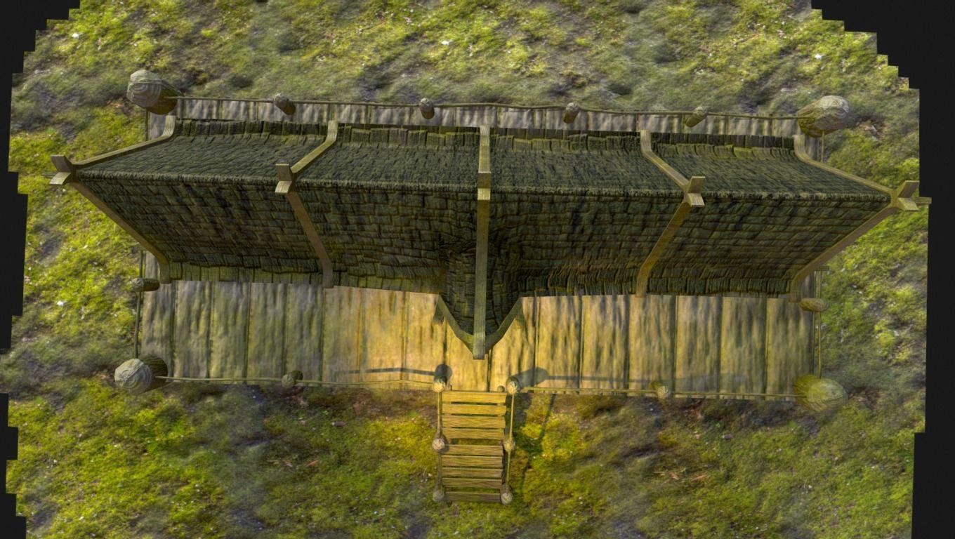 Ancient Viking Longhouse Low-poly 3D model_12