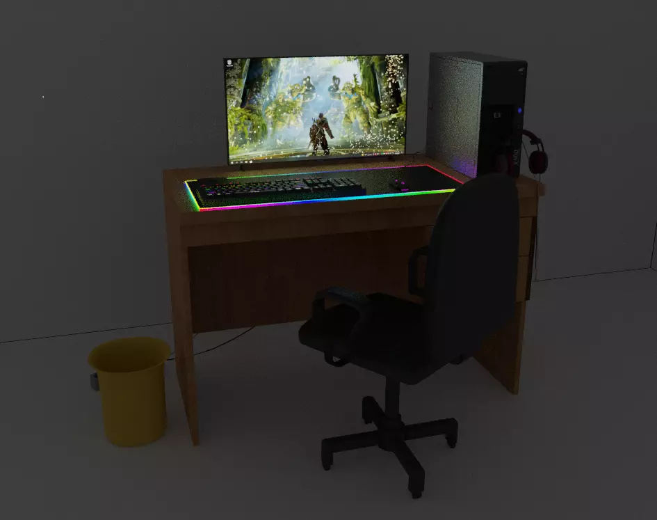 Desktop PC Free low-poly 3D model