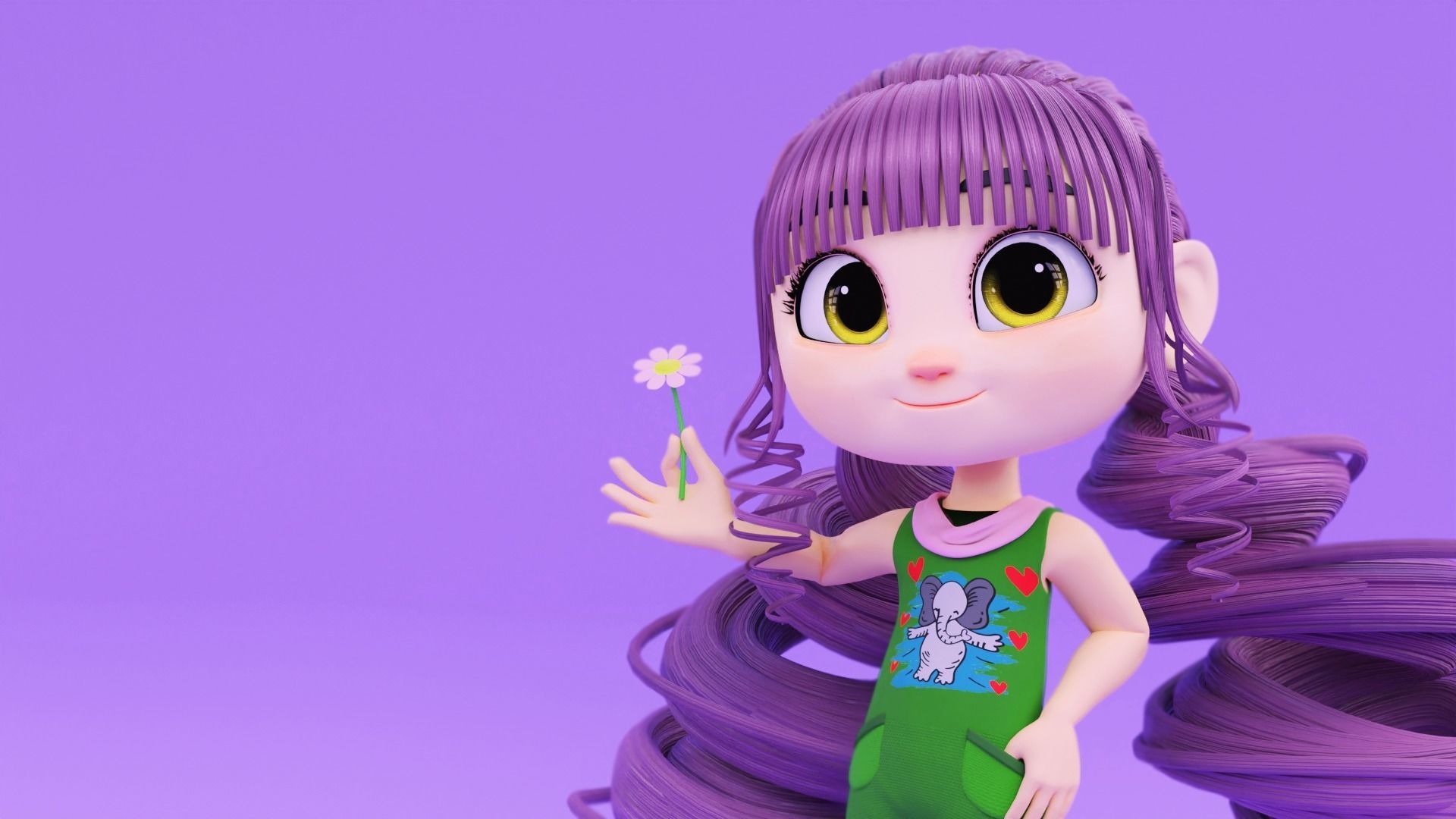 Cartoon Girl - Fully RIgged 3D model_3