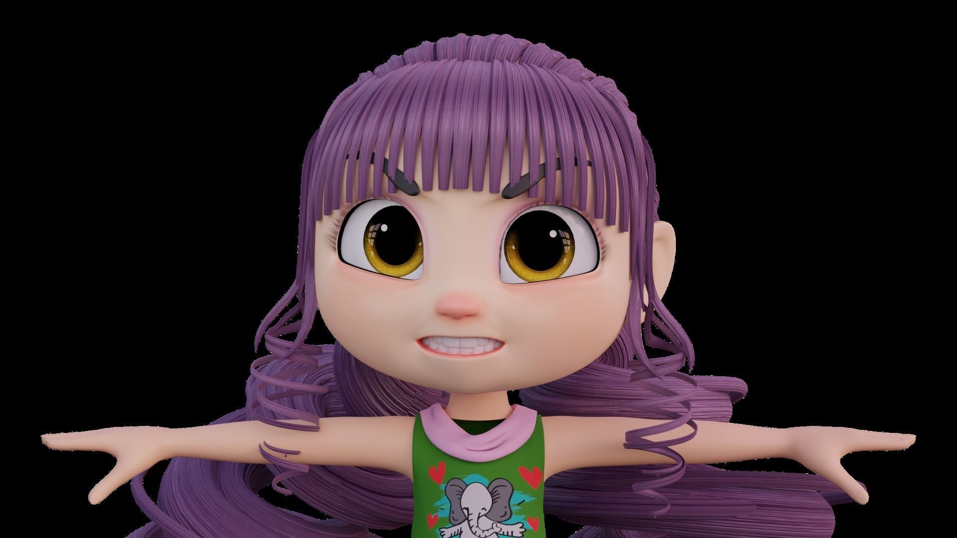 Cartoon Girl - Fully RIgged 3D model_12