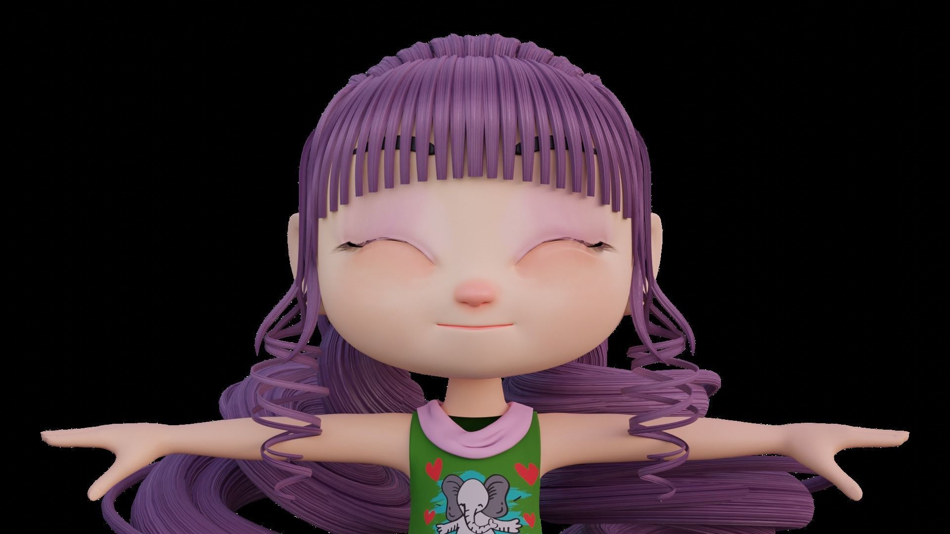 Cartoon Girl - Fully RIgged 3D model_5