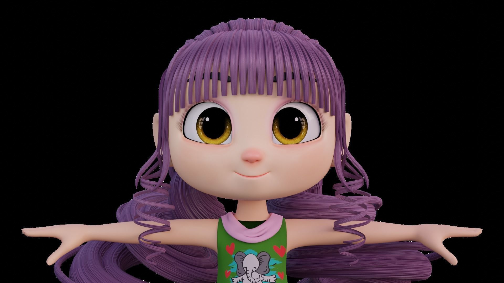 Cartoon Girl - Fully RIgged 3D model_6