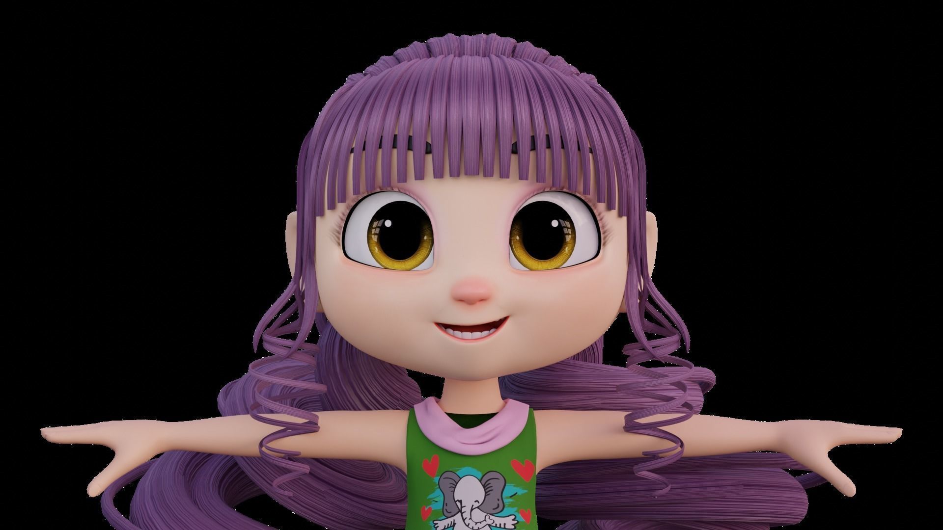 Cartoon Girl - Fully RIgged 3D model_9
