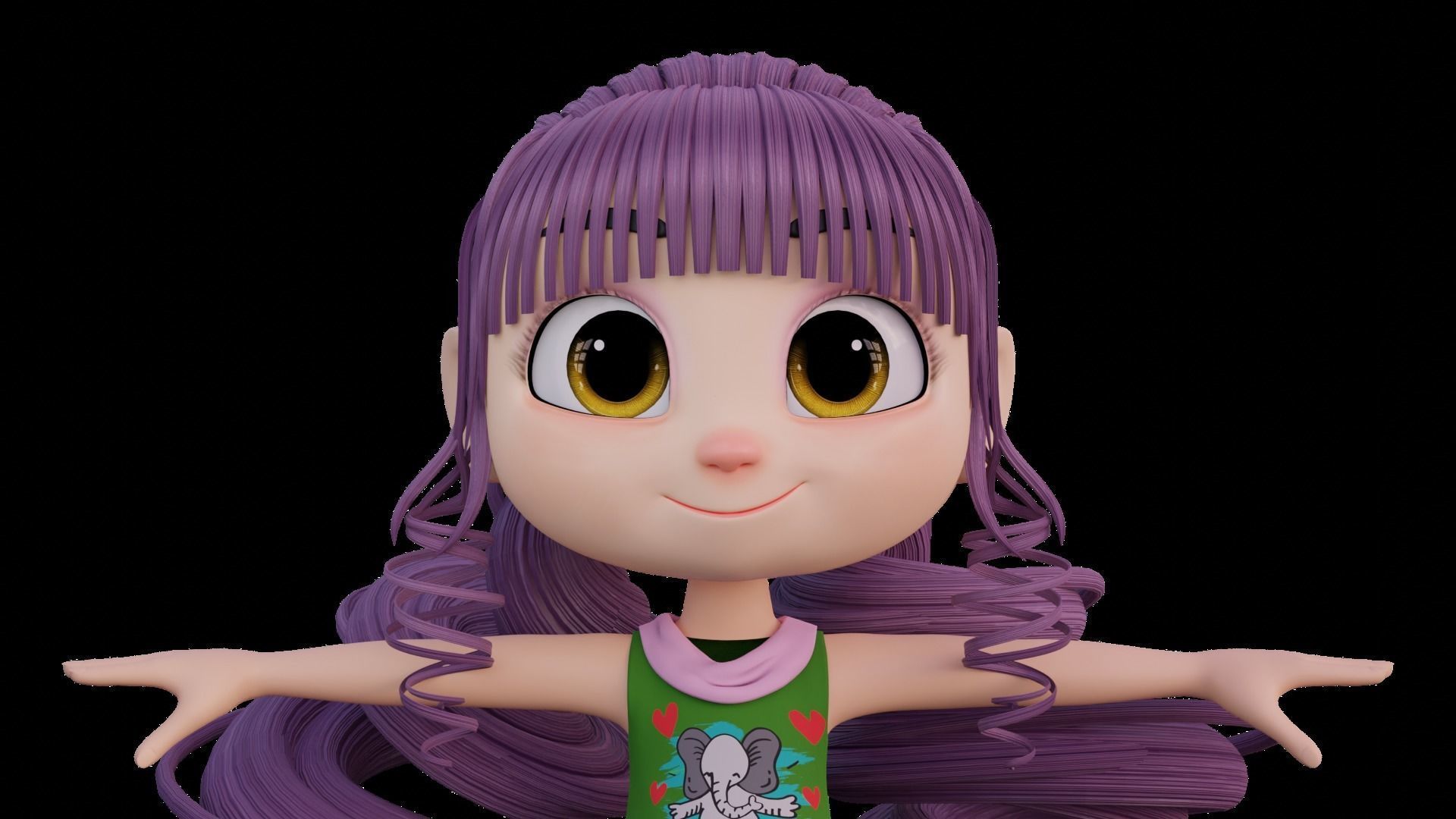 Cartoon Girl - Fully RIgged 3D model_7
