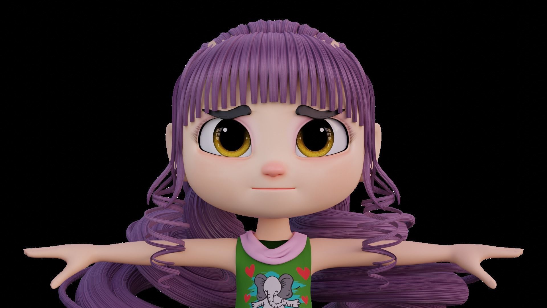 Cartoon Girl - Fully RIgged 3D model_14