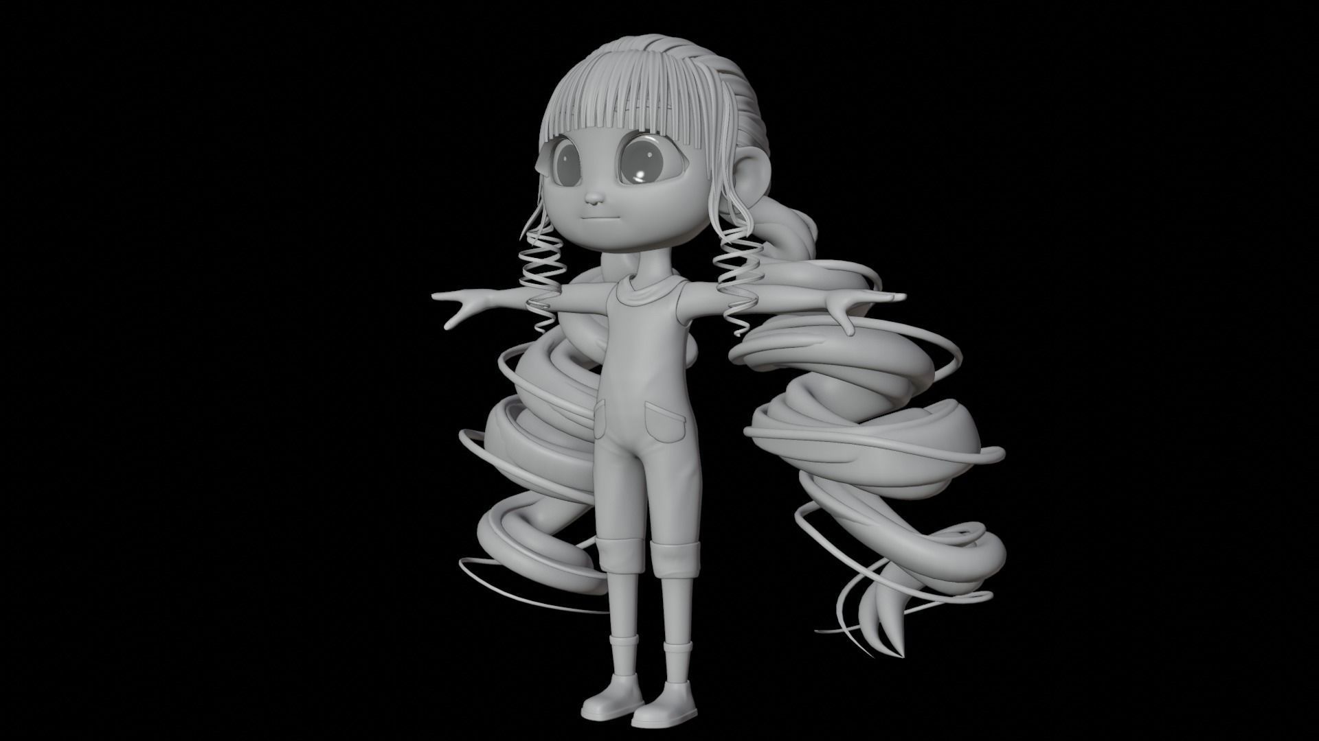 Cartoon Girl - Fully RIgged 3D model_30