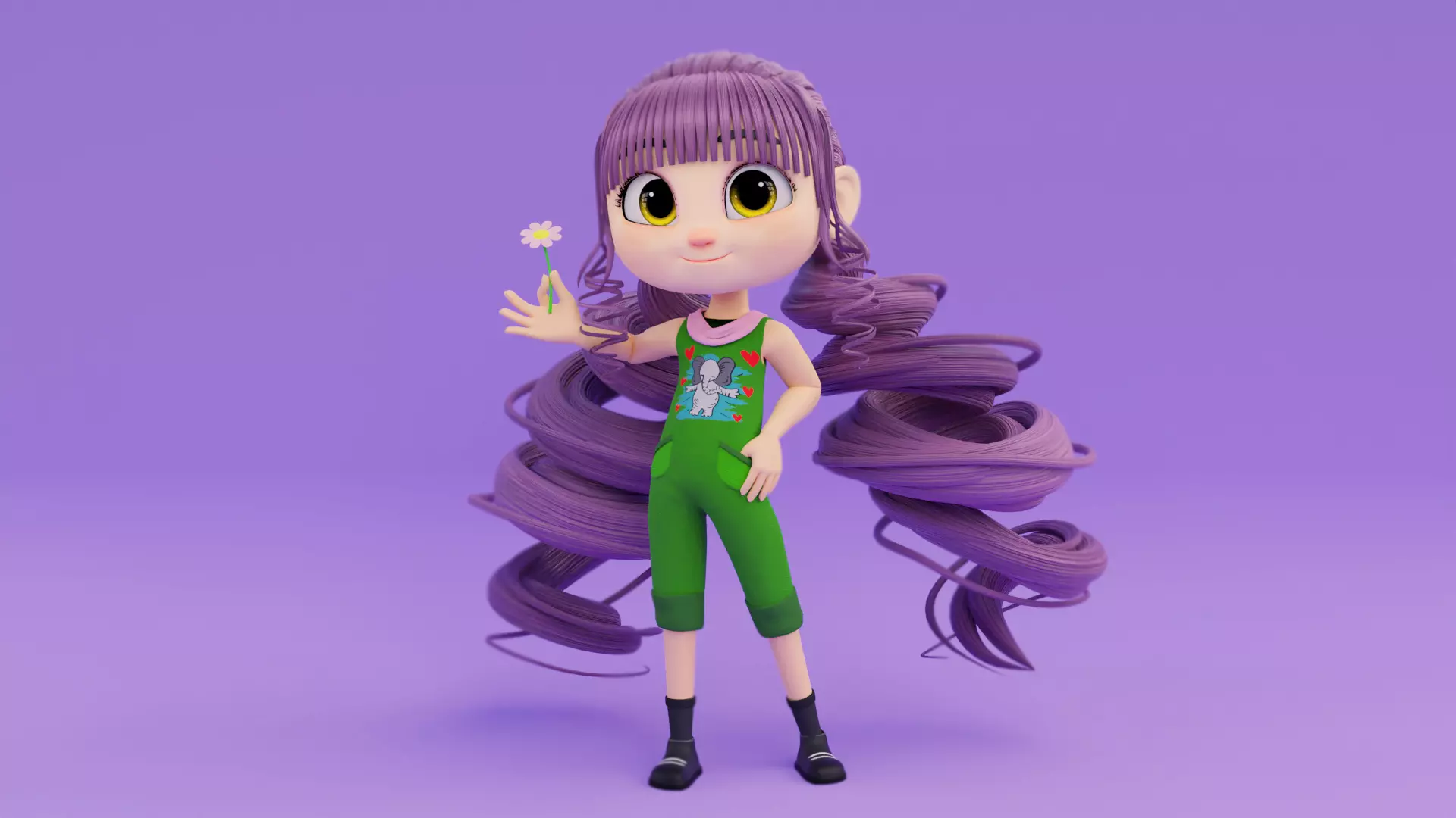 Cartoon Girl - Fully RIgged 3D model_0