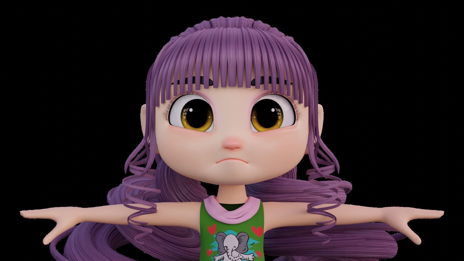 Cartoon Girl - Fully RIgged 3D model_10