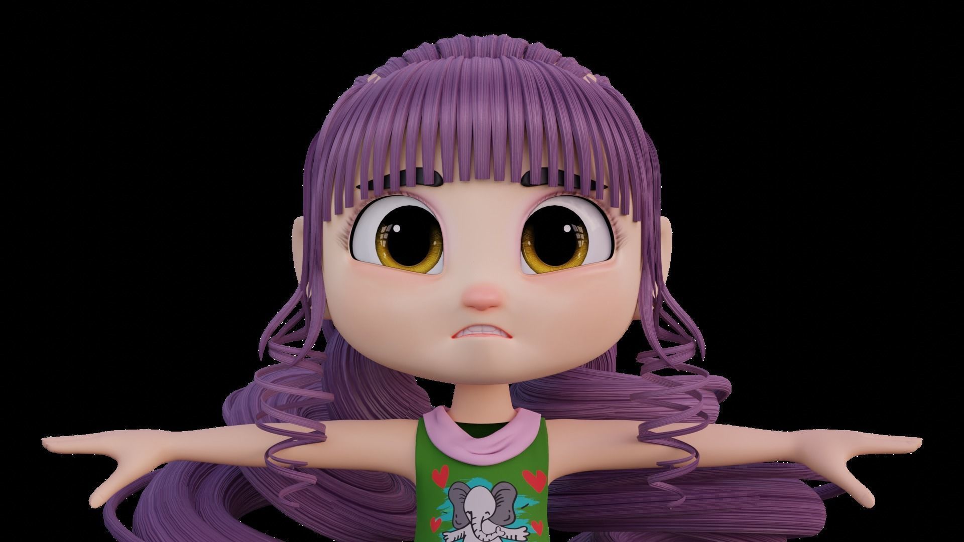 Cartoon Girl - Fully RIgged 3D model_11