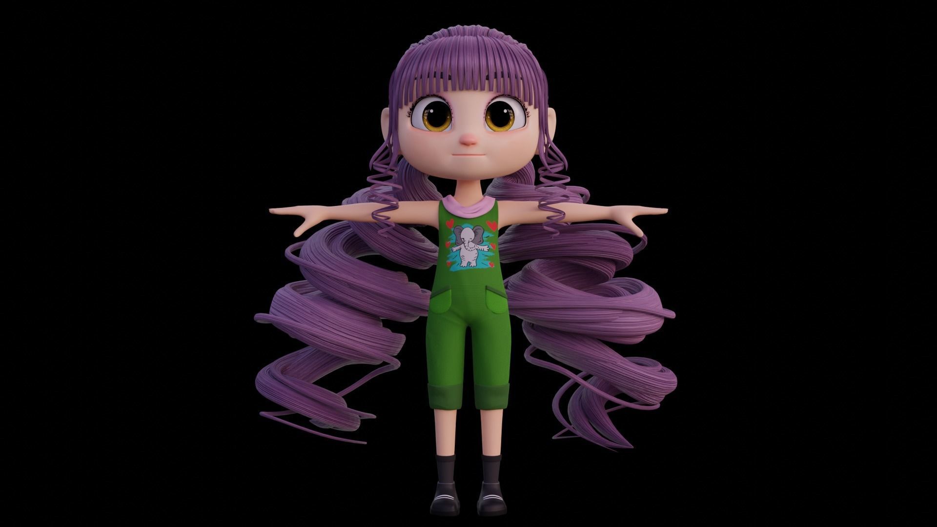 Cartoon Girl - Fully RIgged 3D model_18