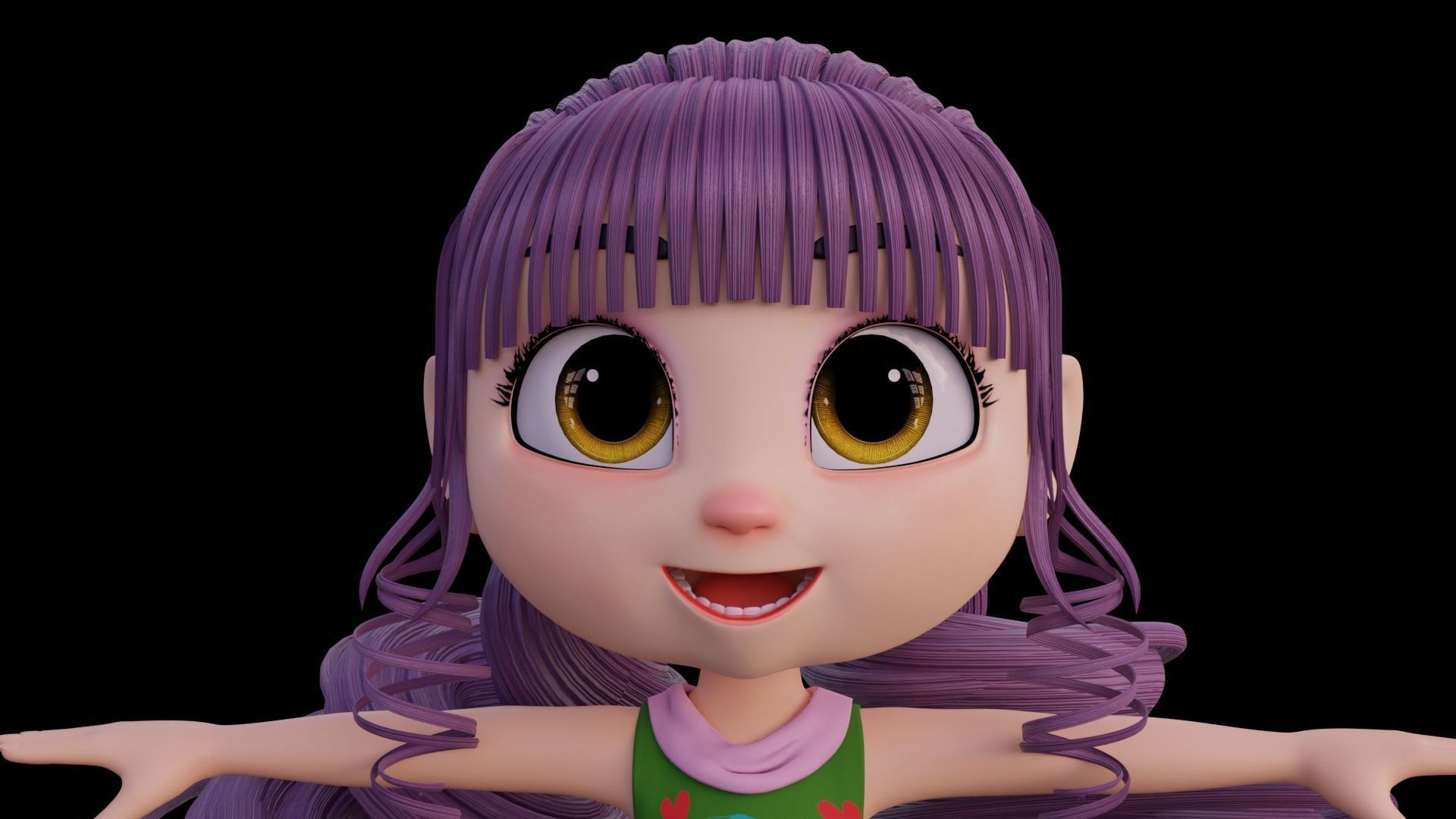 Cartoon Girl - Fully RIgged 3D model_17