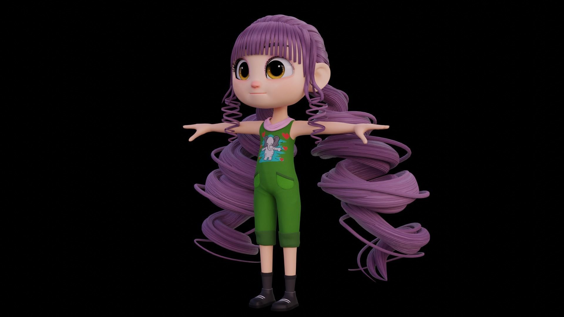 Cartoon Girl - Fully RIgged 3D model_22