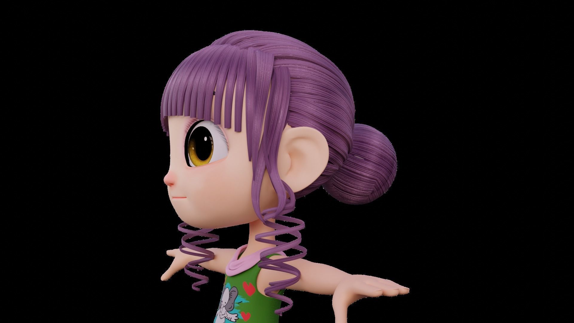 Cartoon Girl - Fully RIgged 3D model_16