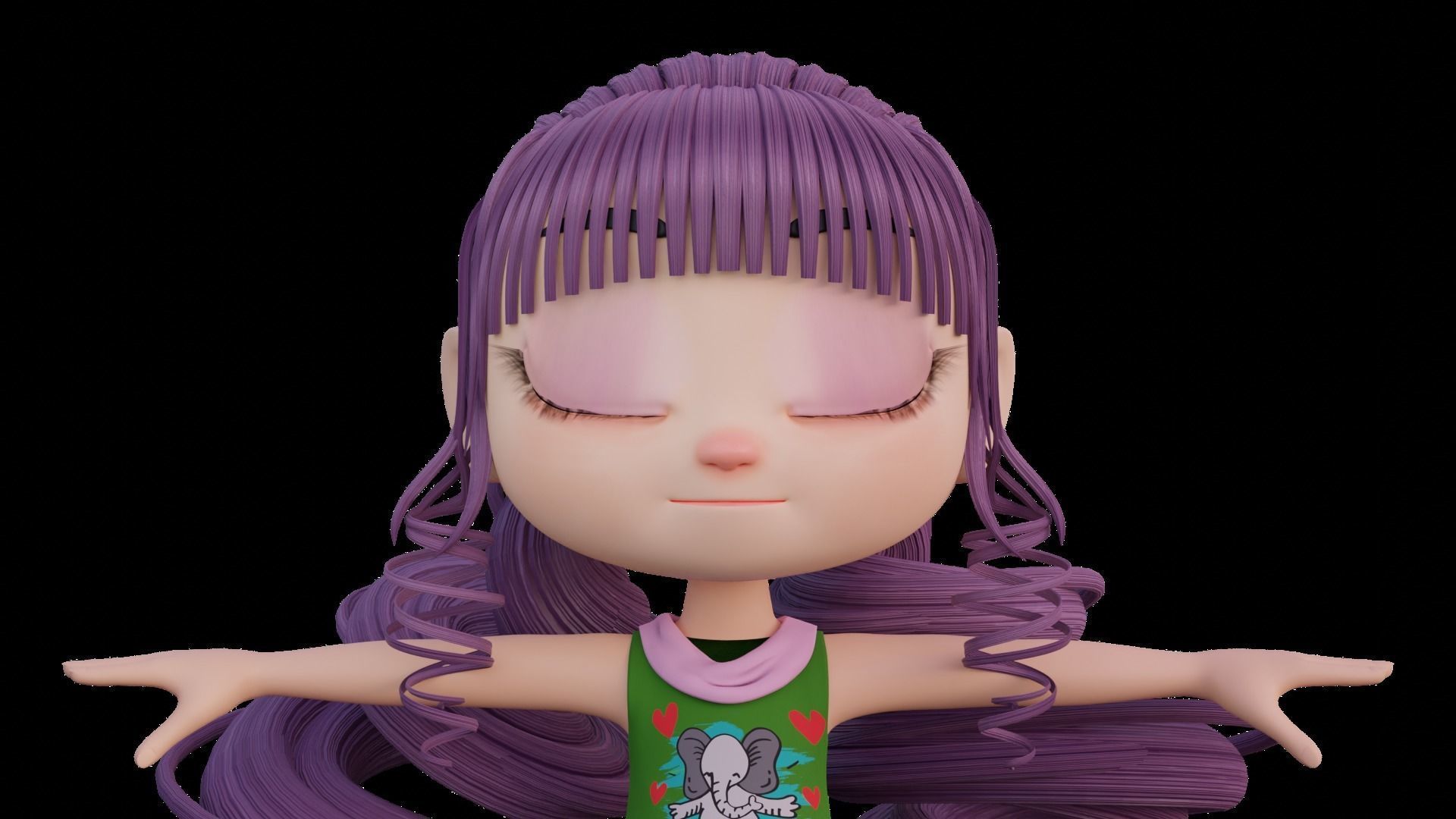 Cartoon Girl - Fully RIgged 3D model_4