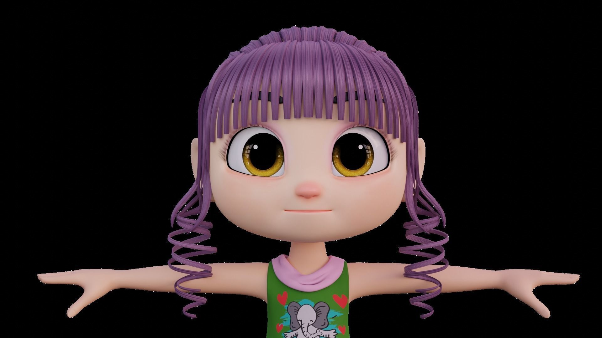 Cartoon Girl - Fully RIgged 3D model_15