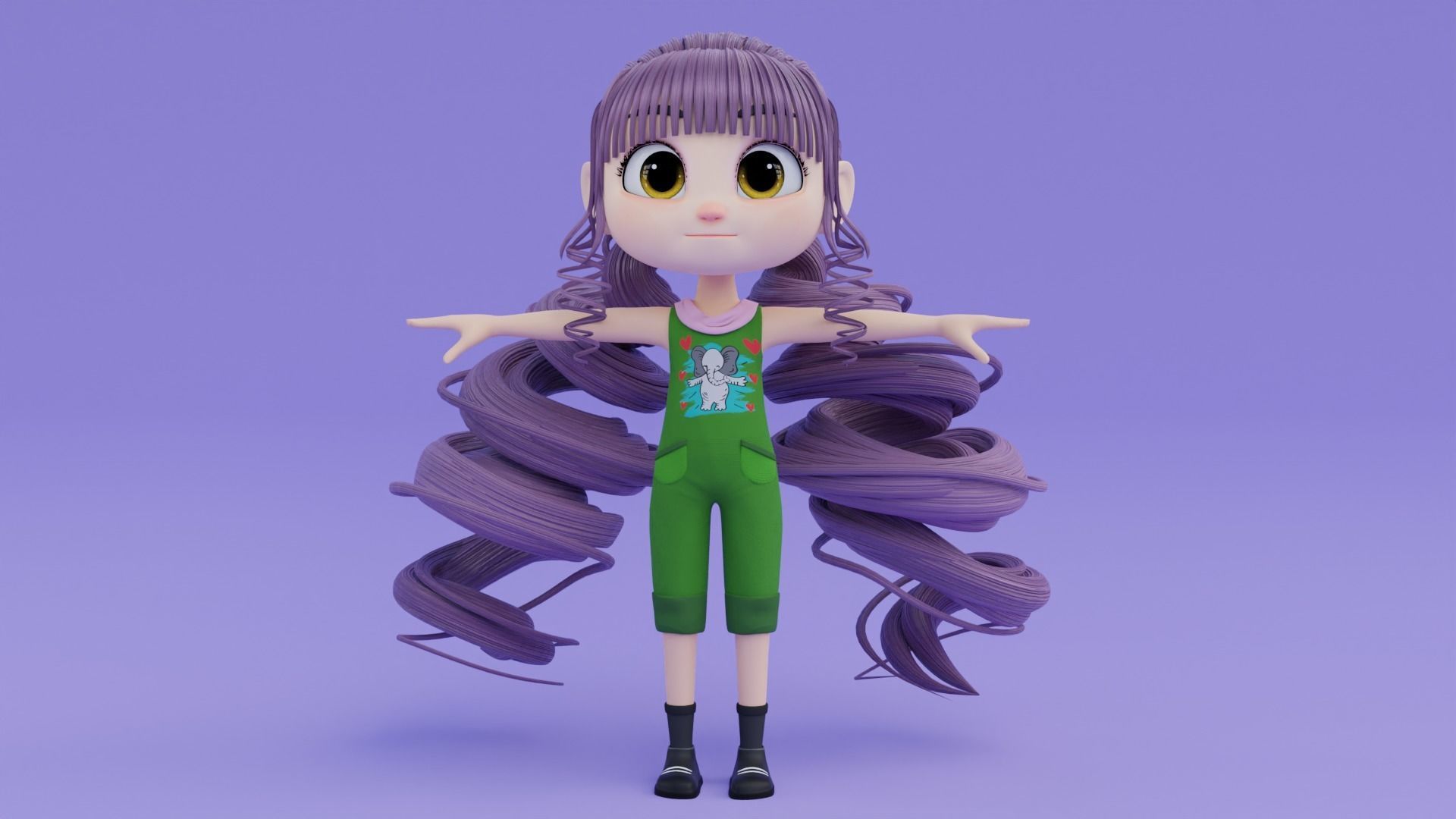 Cartoon Girl - Fully RIgged 3D model_2