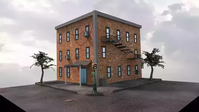 Street Corner Building High Detail