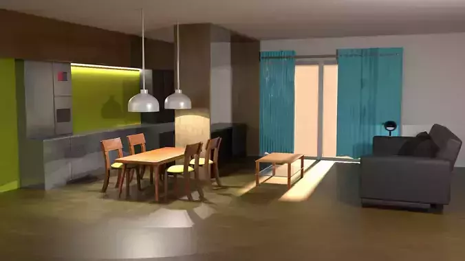 interior living room and dining area