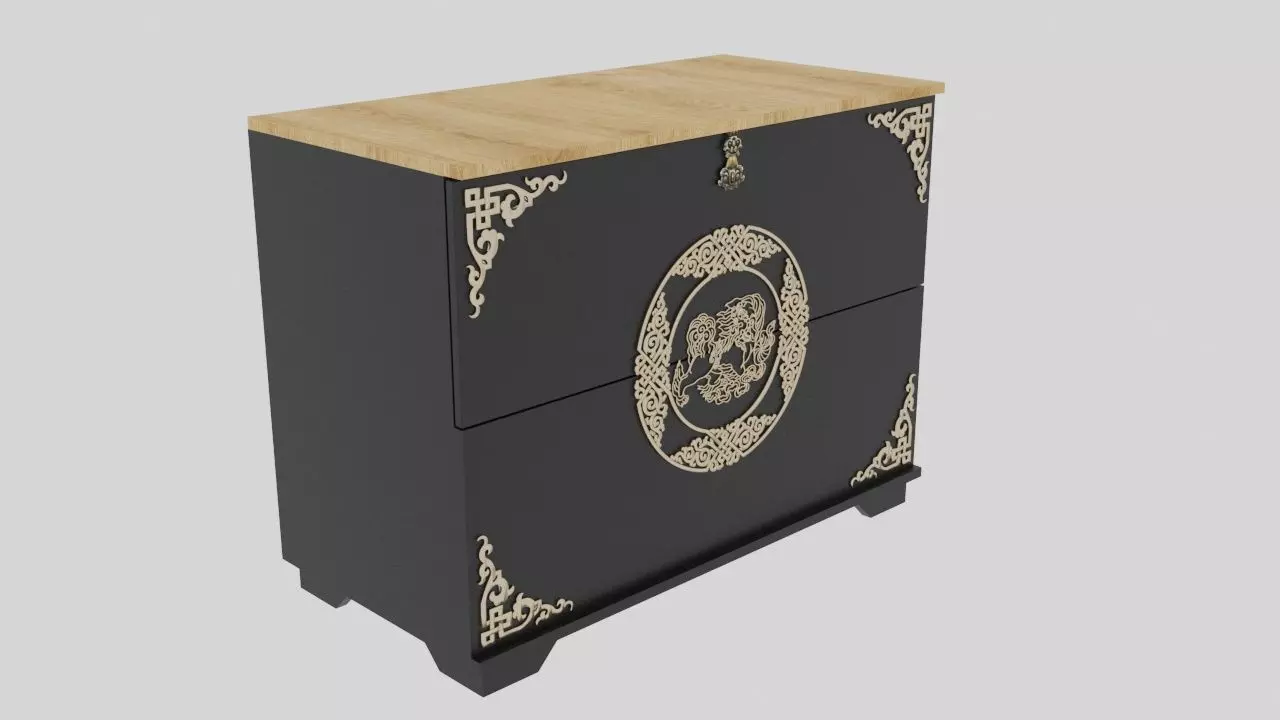 mongolian furniture Low-poly 3D model_0