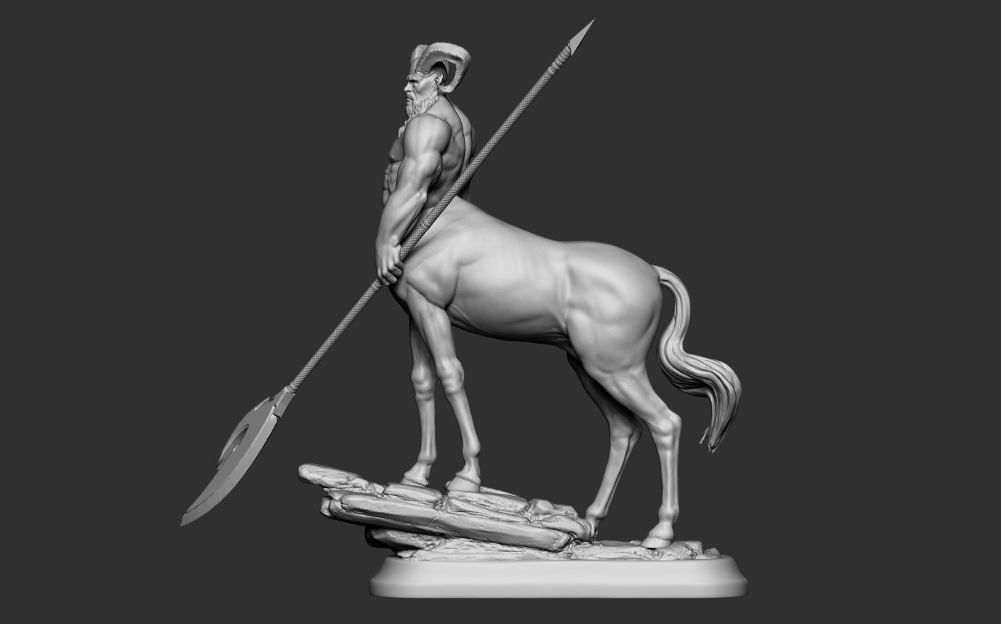 Centaur statue of horse with spear 3D print model_12
