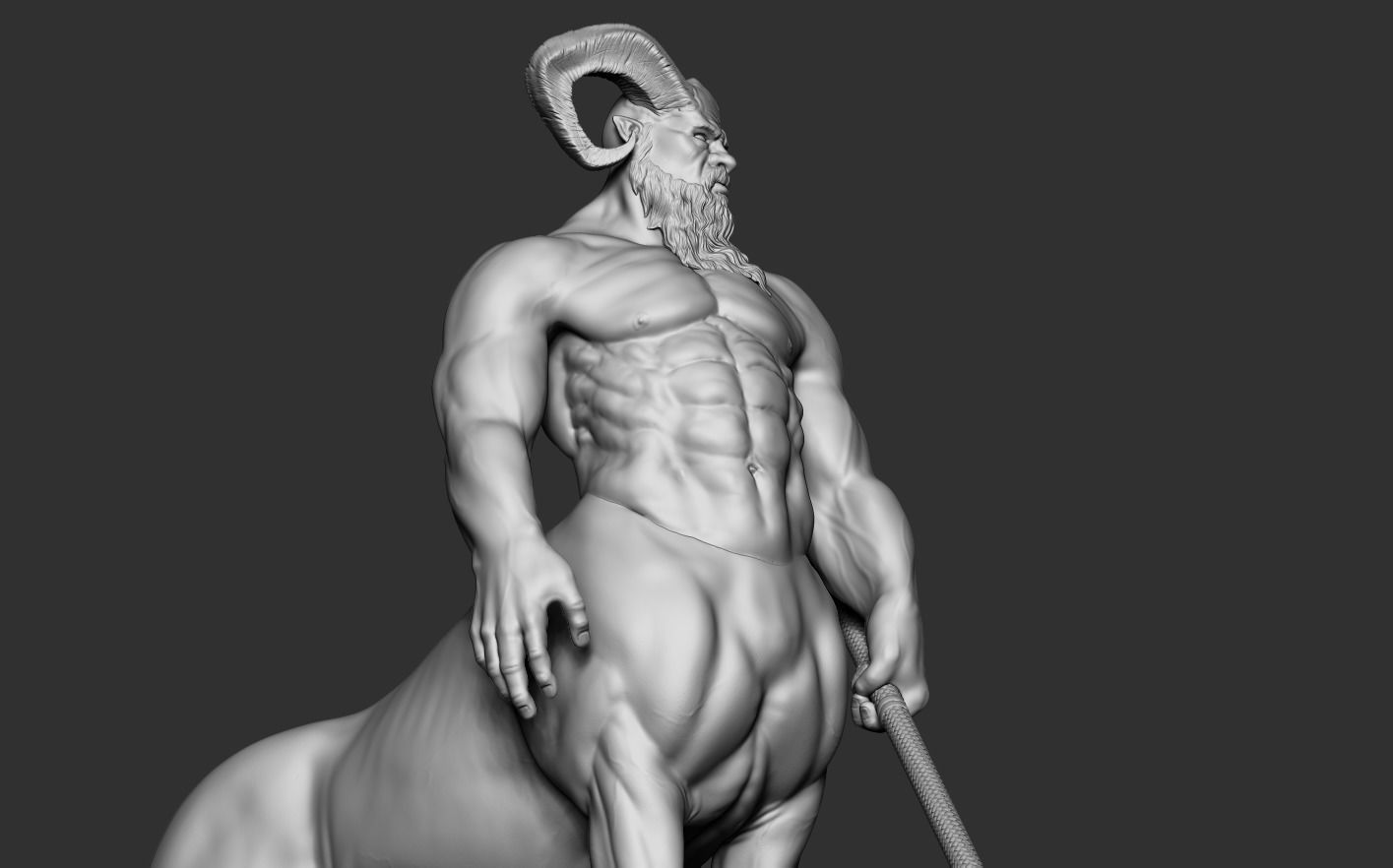 Centaur statue of horse with spear 3D print model_16
