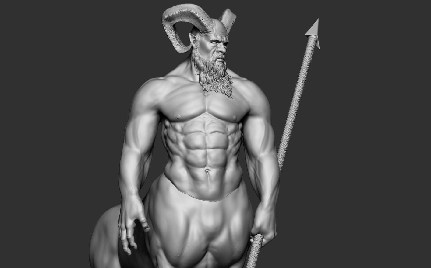 Centaur statue of horse with spear 3D print model_15