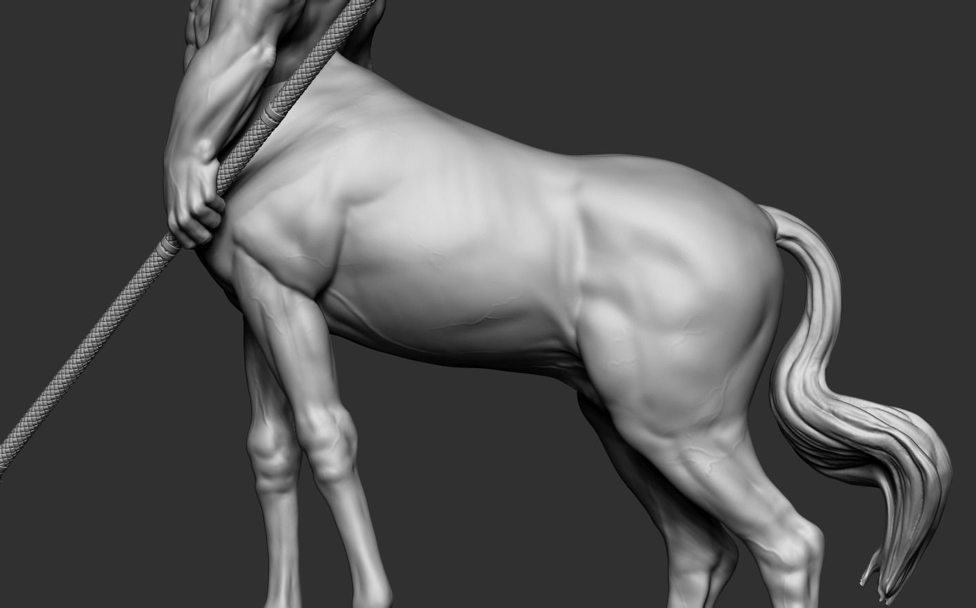 Centaur statue of horse with spear 3D print model_21