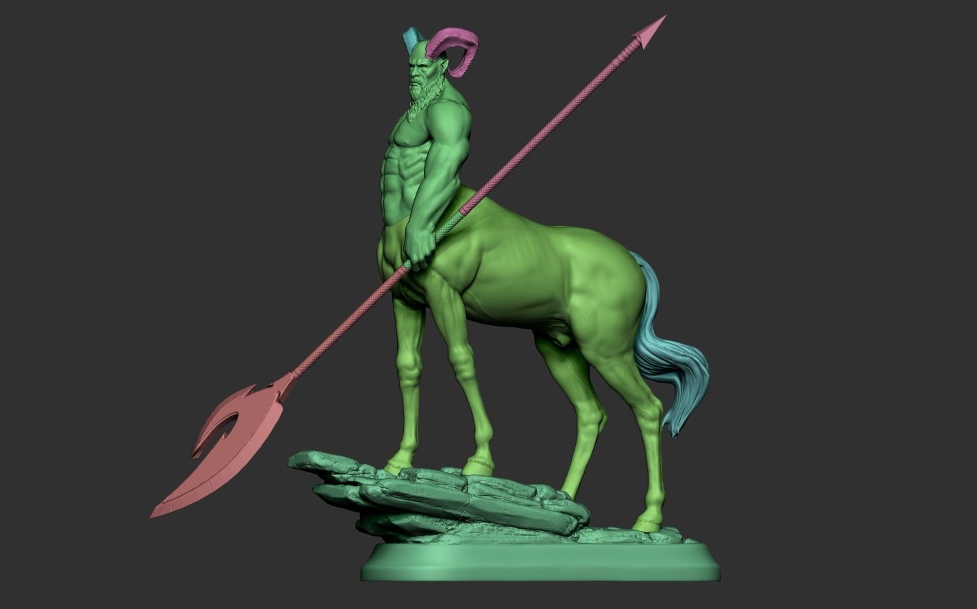 Centaur statue of horse with spear 3D print model_24