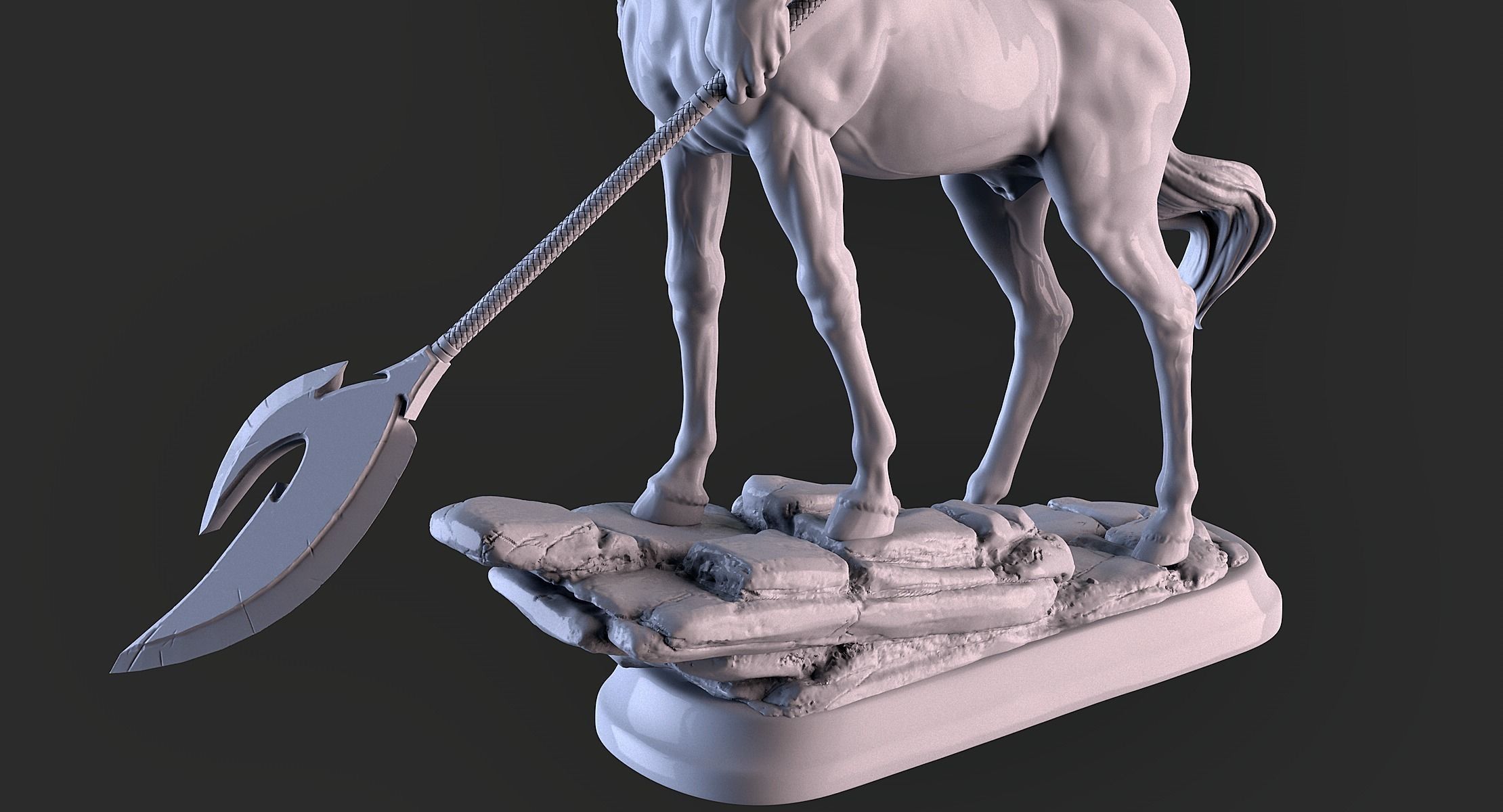 Centaur statue of horse with spear 3D print model_10
