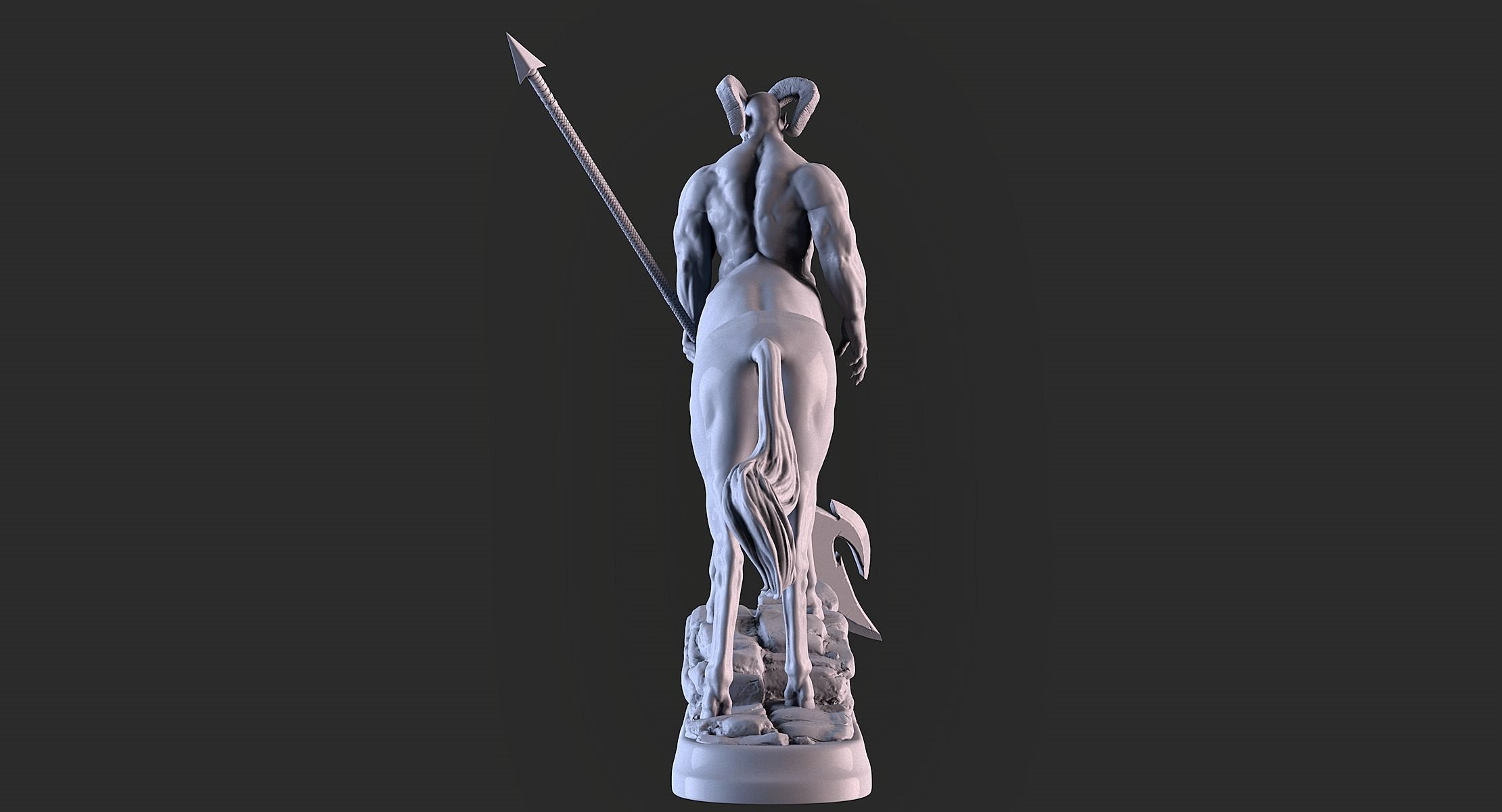 Centaur statue of horse with spear 3D print model_5