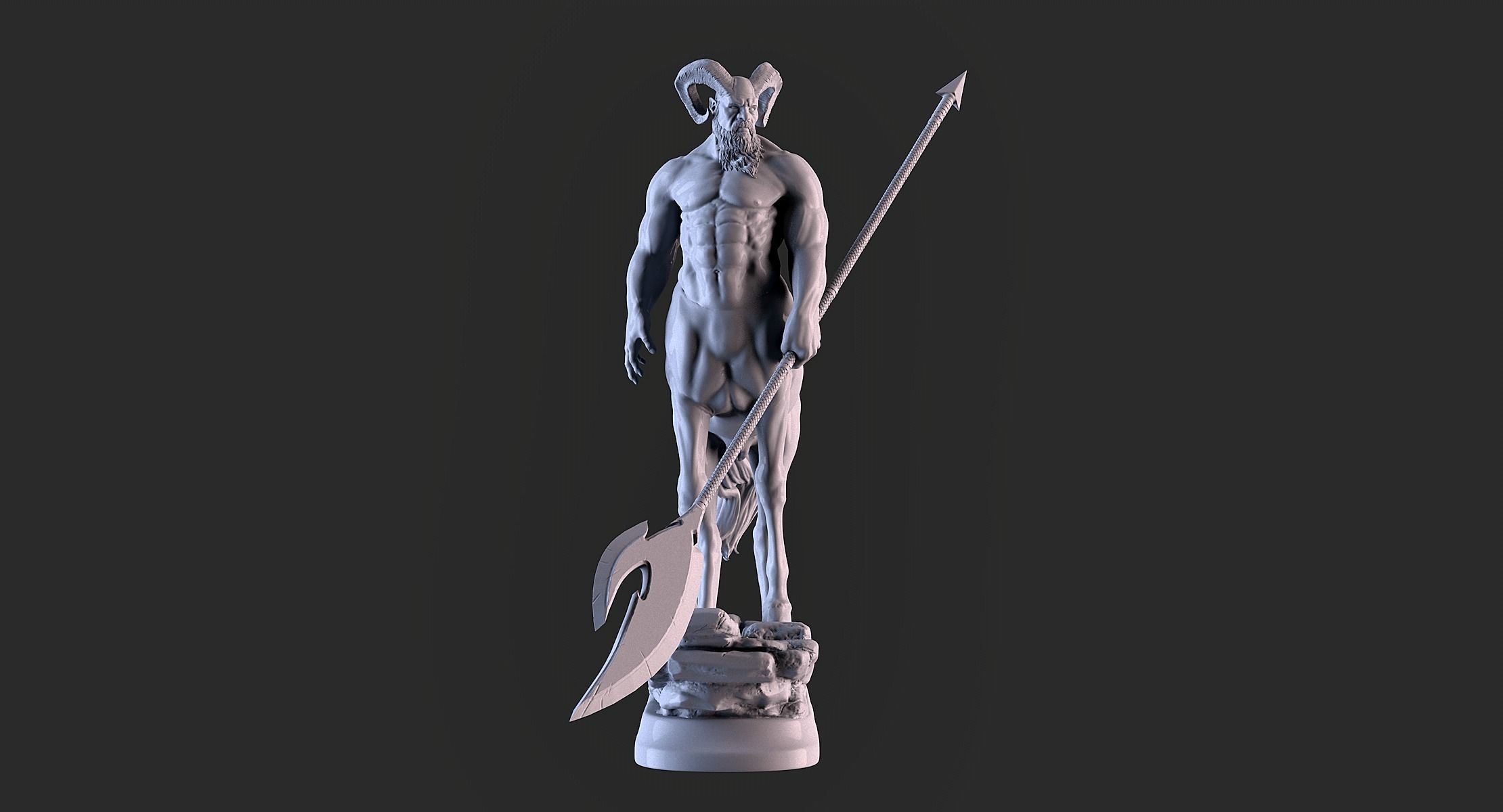 Centaur statue of horse with spear 3D print model_1
