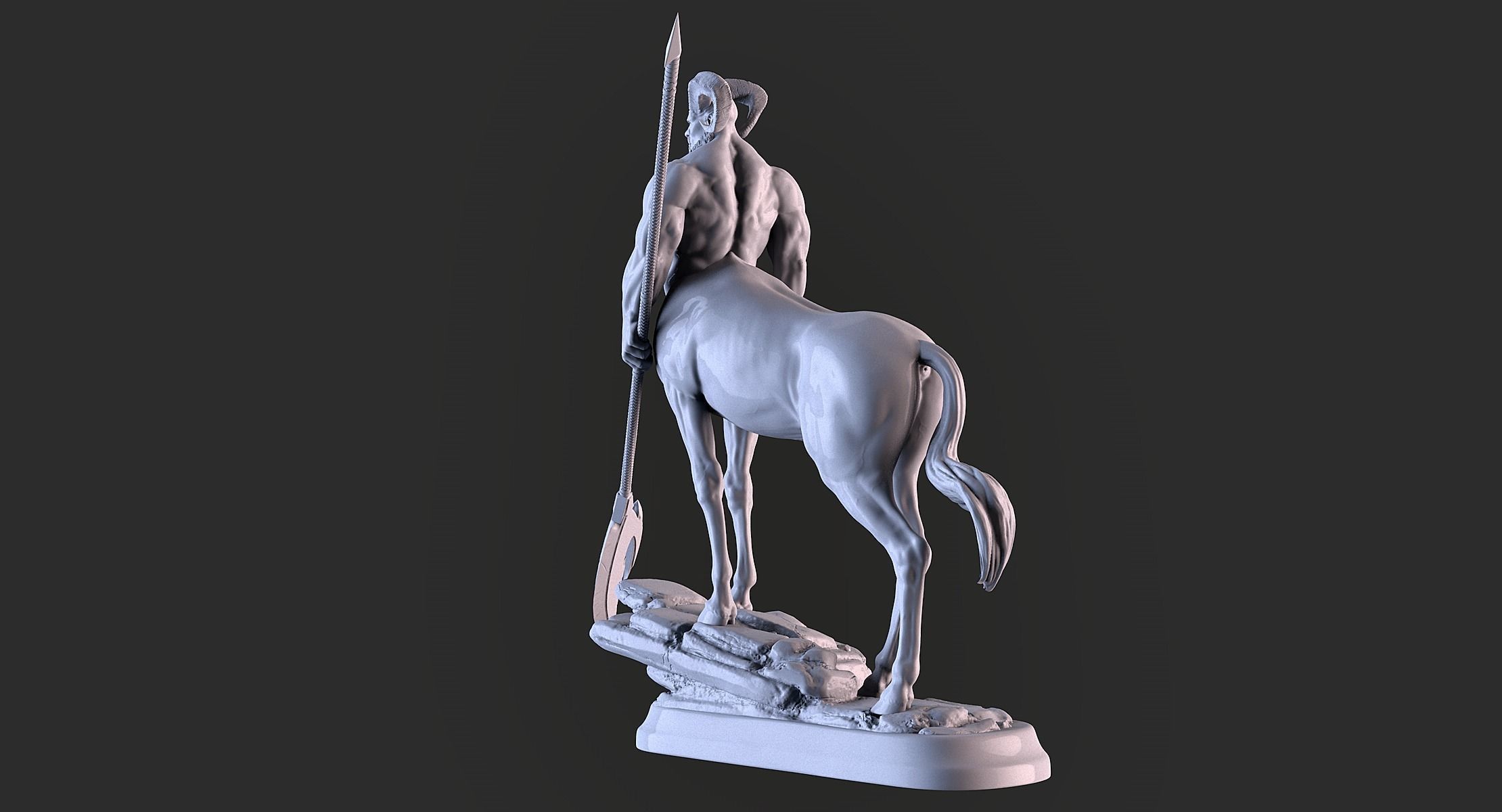 Centaur statue of horse with spear 3D print model_6