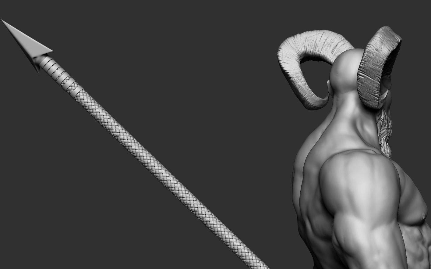 Centaur statue of horse with spear 3D print model_19