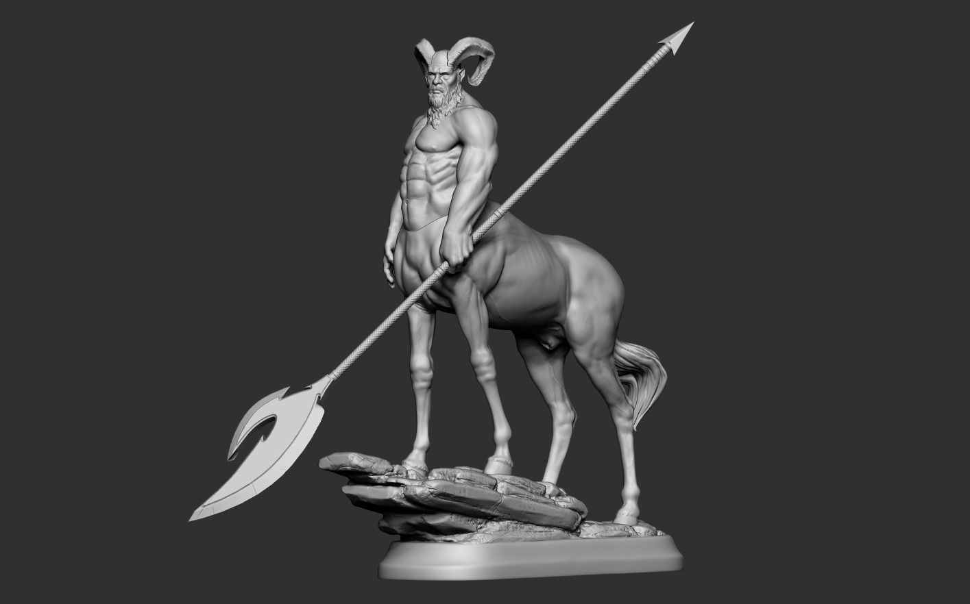 Centaur statue of horse with spear 3D print model_13