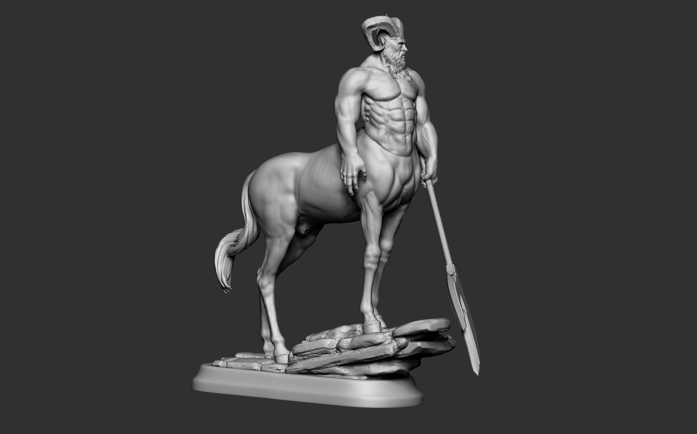 Centaur statue of horse with spear 3D print model_14