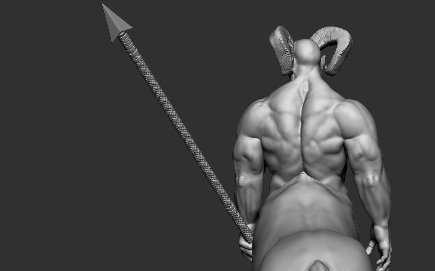 Centaur statue of horse with spear 3D print model_20