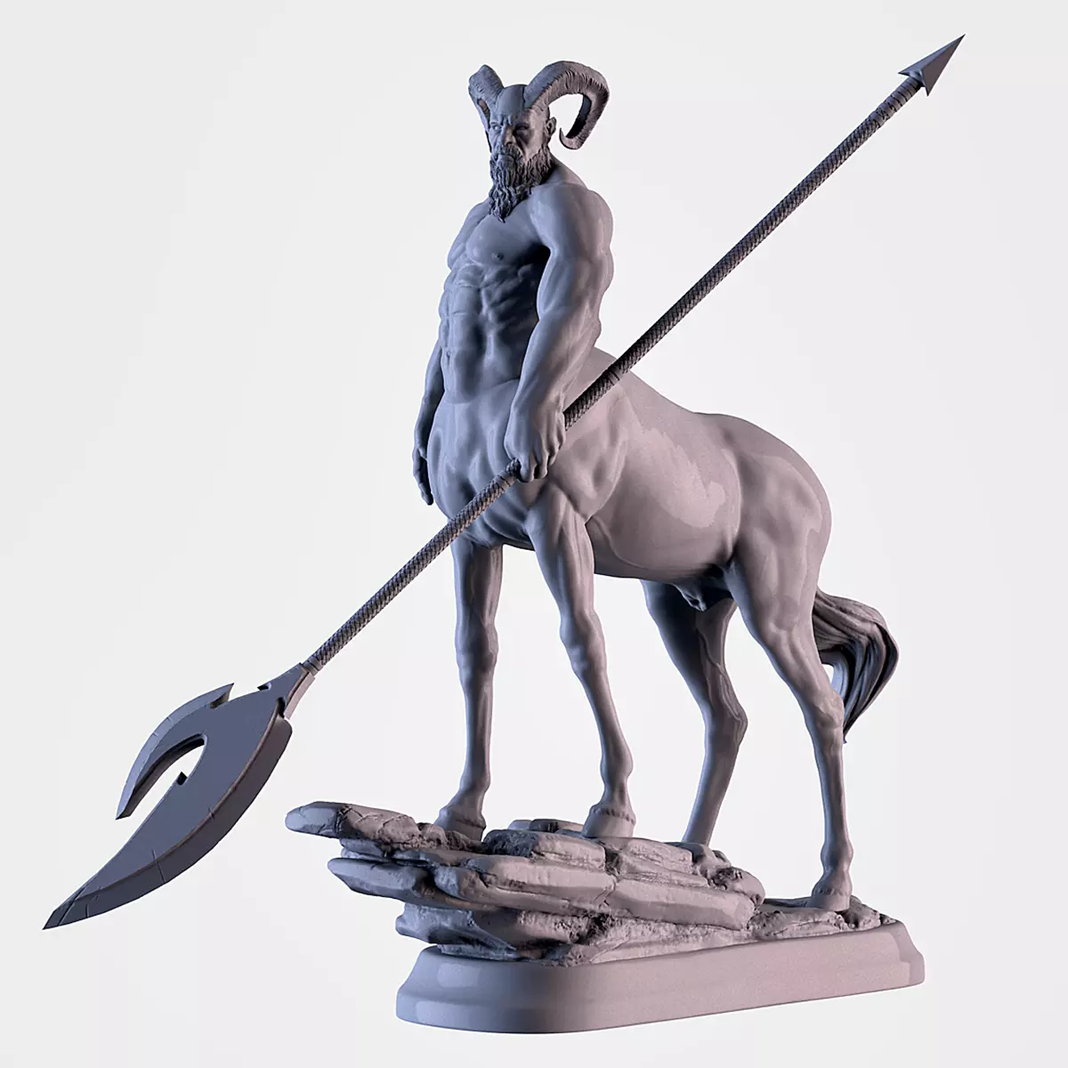 Centaur statue of horse with spear 3D print model_0