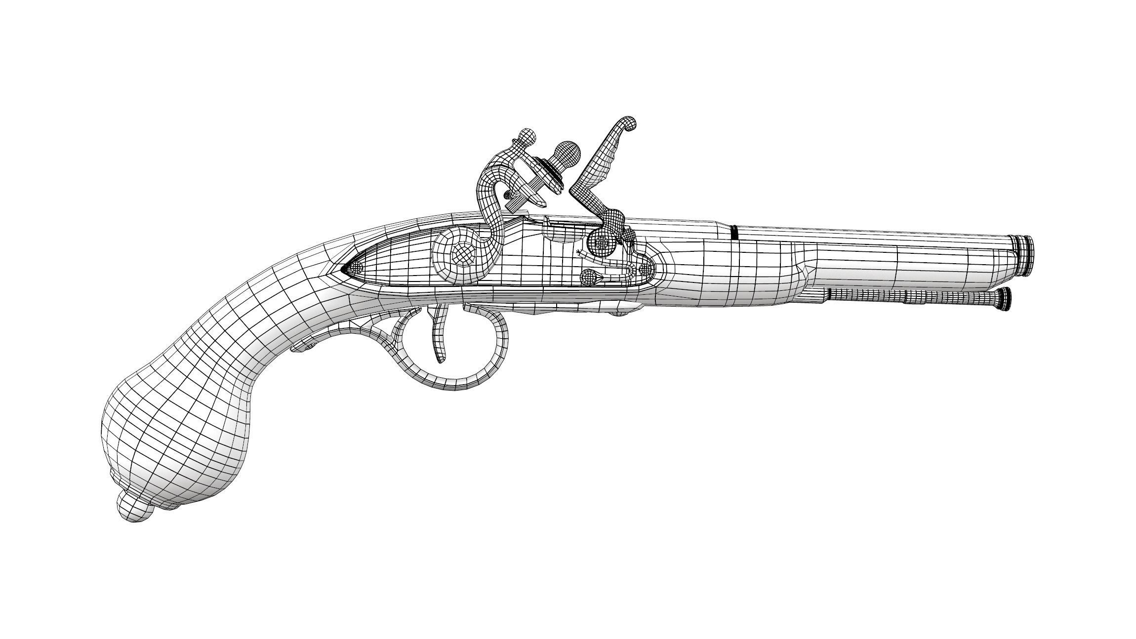 Steampunk Gun Low-poly 3D model_6
