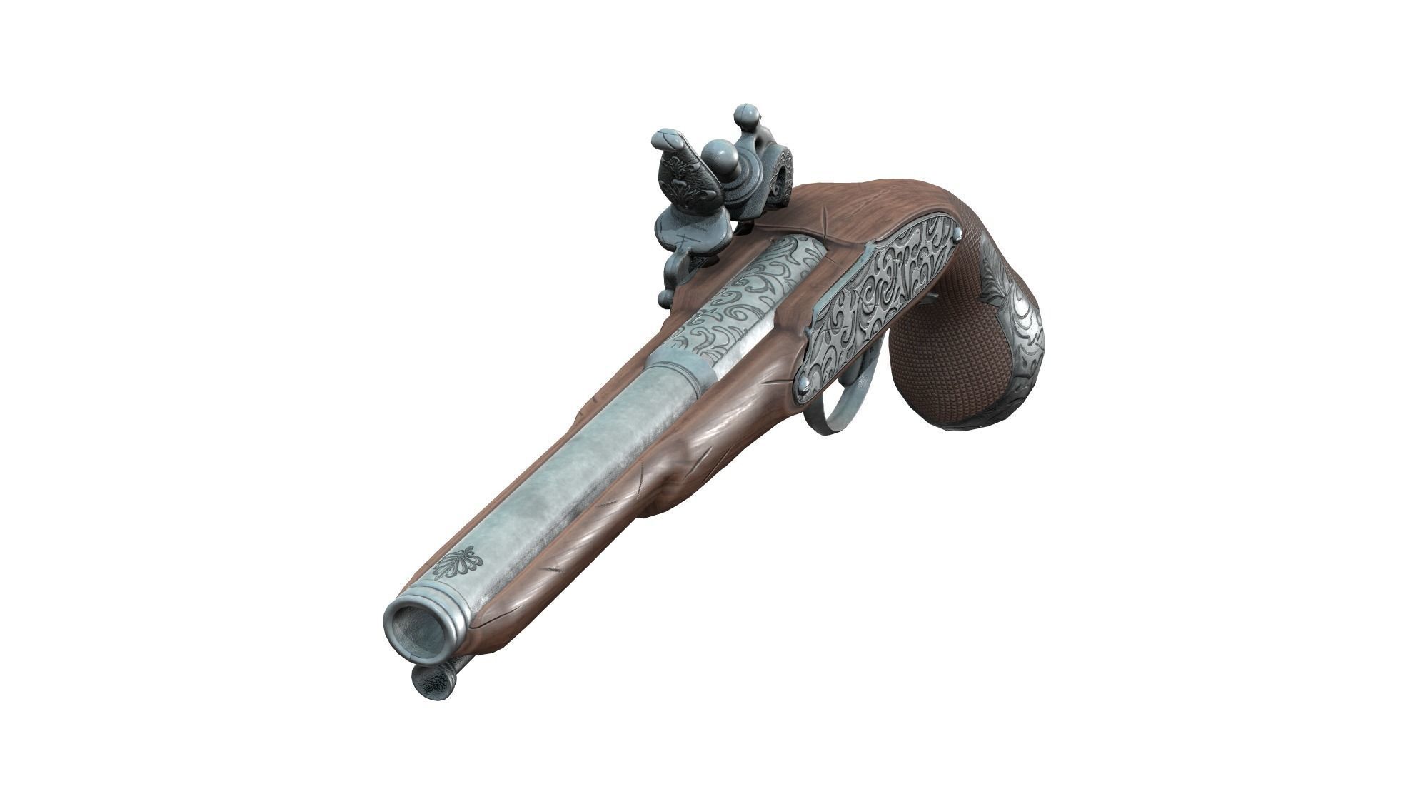 Steampunk Gun Low-poly 3D model_5