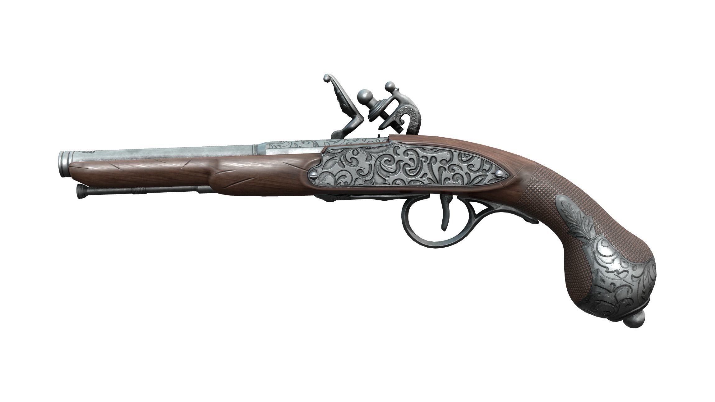 Steampunk Gun Low-poly 3D model_3