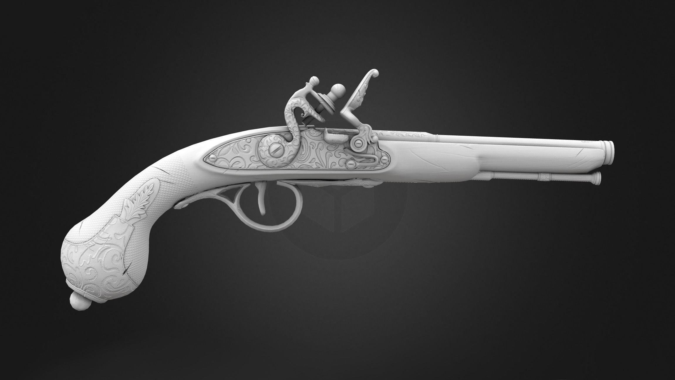 Steampunk Gun Low-poly 3D model_8