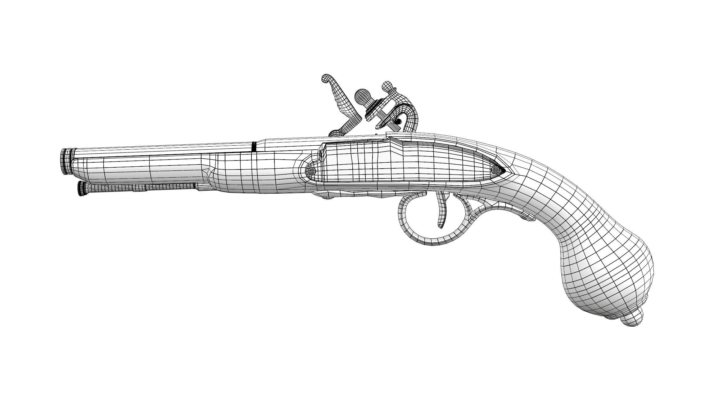 Steampunk Gun Low-poly 3D model_7