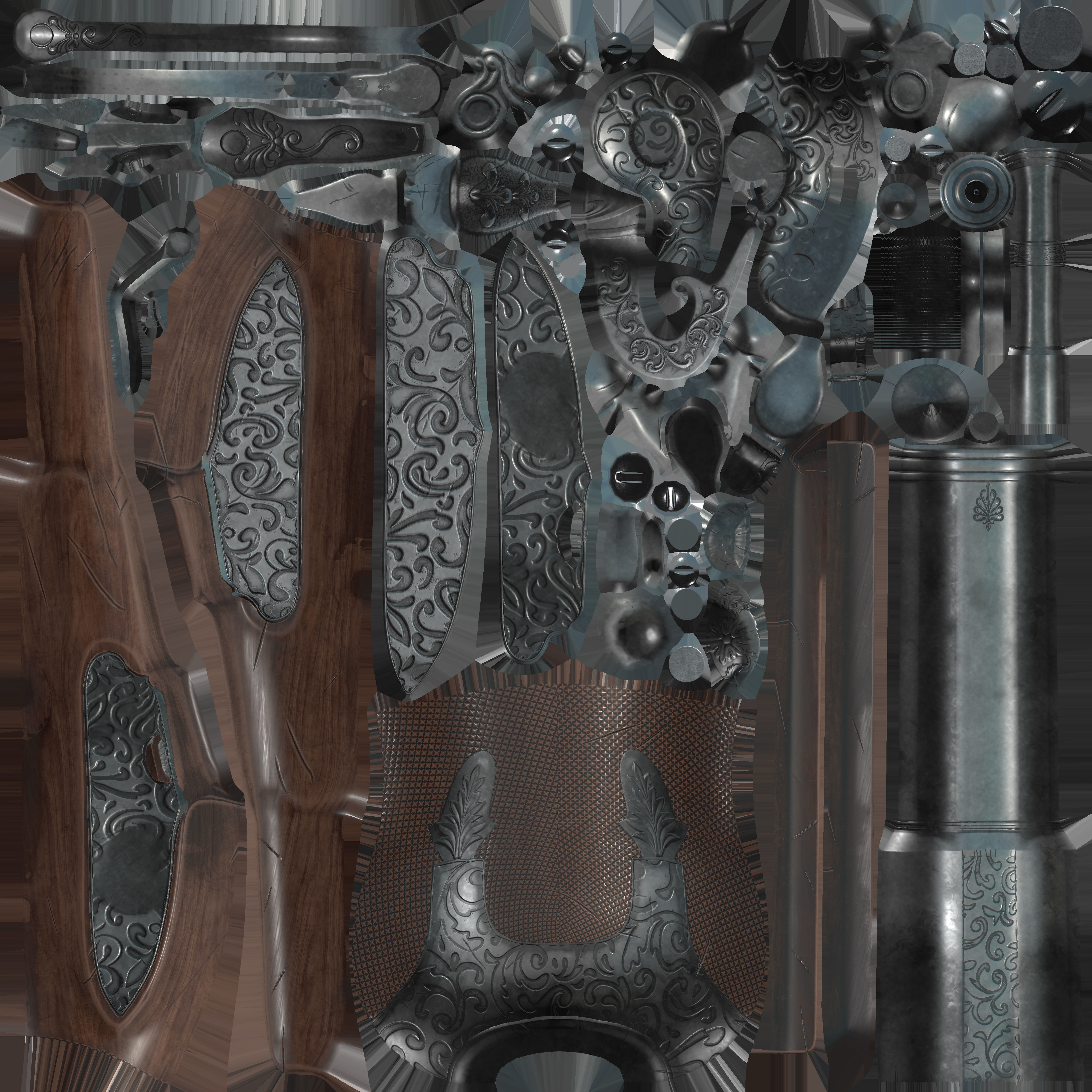 Steampunk Gun Low-poly 3D model_9