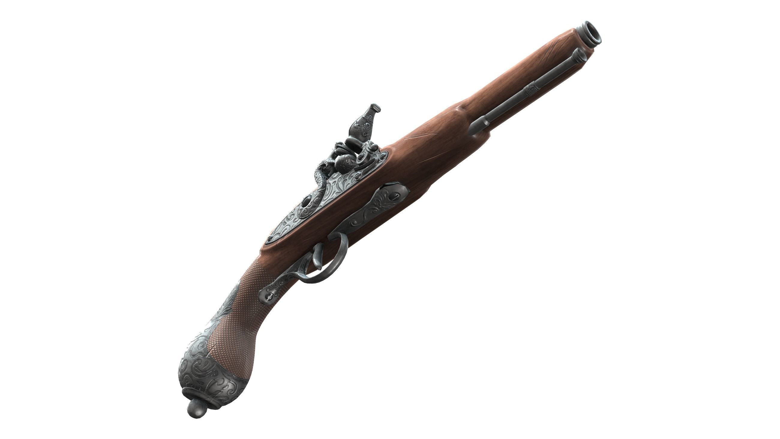 Steampunk Gun Low-poly 3D model_4