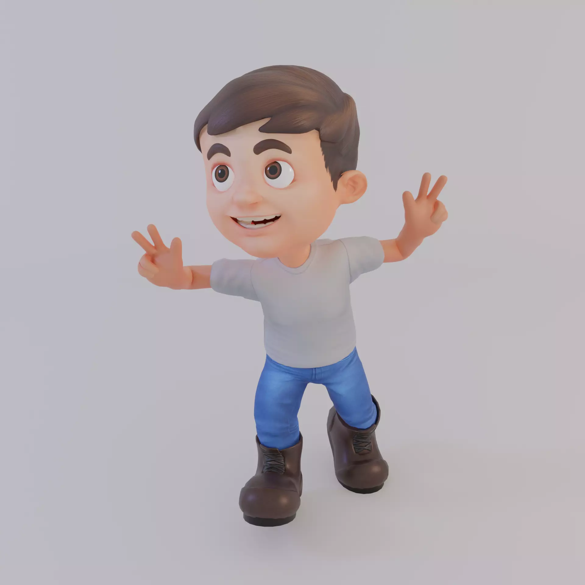 Cartoon Male Character mascot 3D model_0