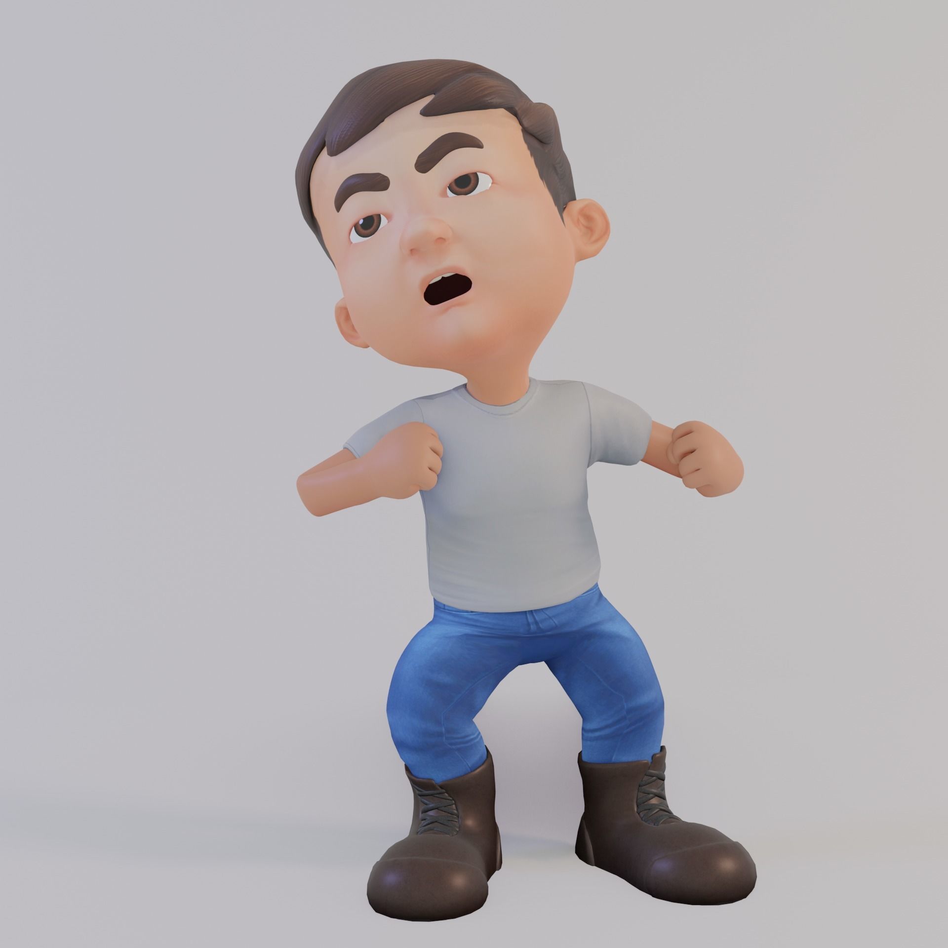 Cartoon Male Character mascot 3D model_2