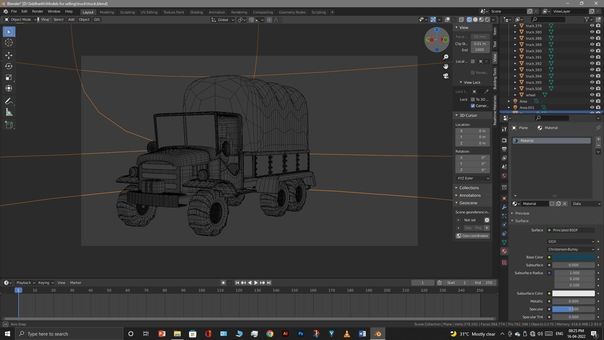 Truck old with canvas cover 3D model_112