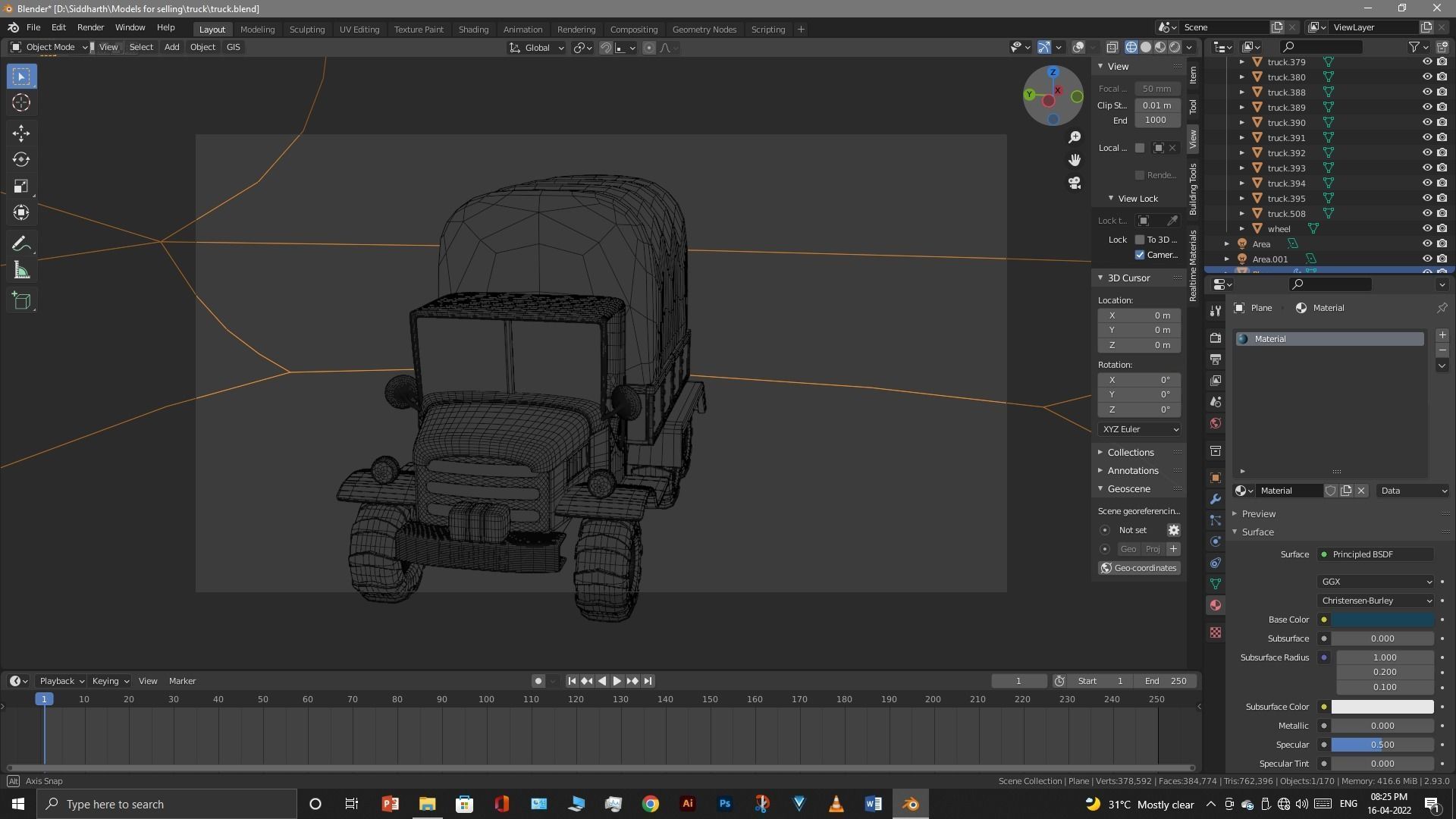 Truck old with canvas cover 3D model_93