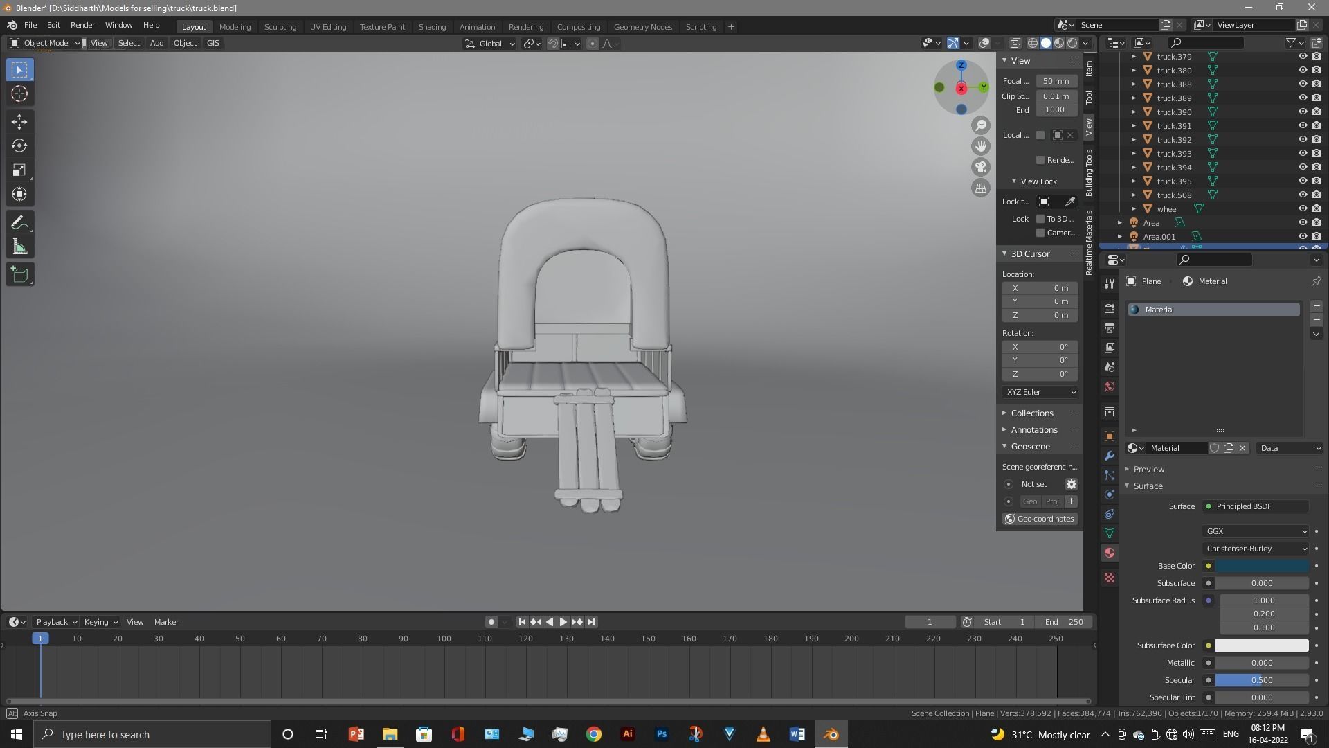 Truck old with canvas cover 3D model_14