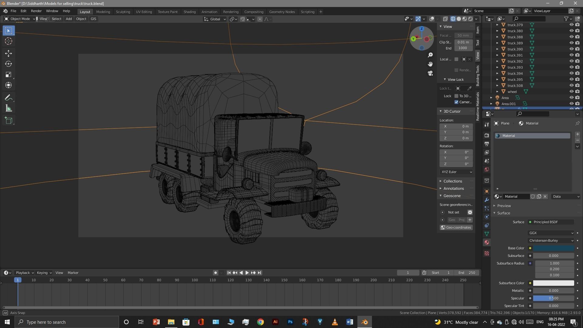 Truck old with canvas cover 3D model_94